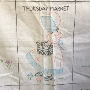 Hand embroidered days of the week wall decoration